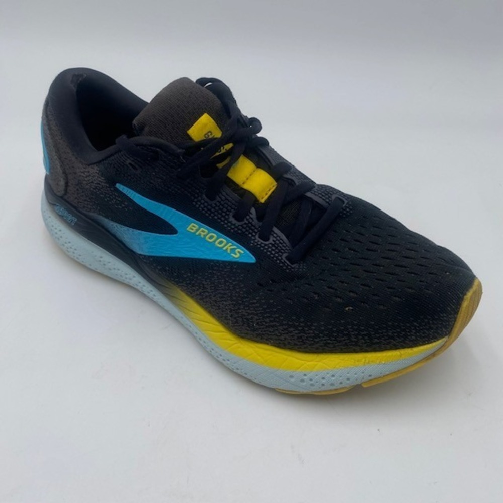Brooks Ghost 16 Running Shoes Mens 8 Wide 2E Black Blue Yellow DNA LOFT Training